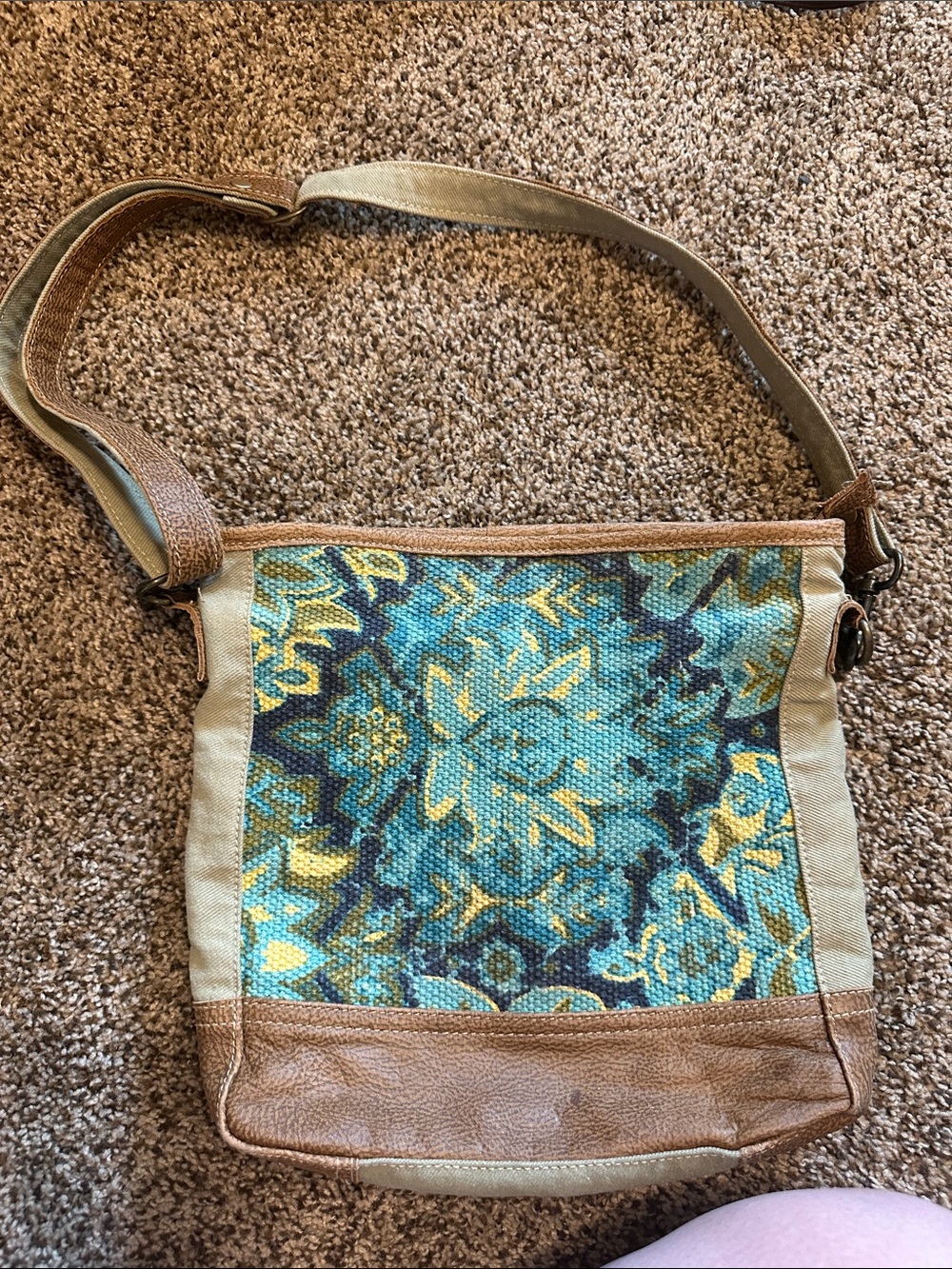 Turquoise Patterned Crossbody Shoulder Bag